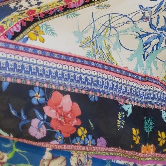 JOHNNY WAS CASSIA SILK LONG DRESS HANDKERCHIEF‎ CINCH LINED BOHO - Picture 10 of 10